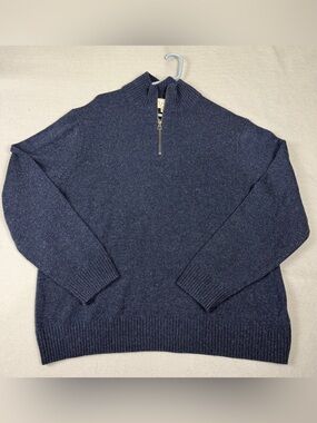J.Crew Marled Rugged Merino Wool-blend Half-zip Sweater Sz XXL
